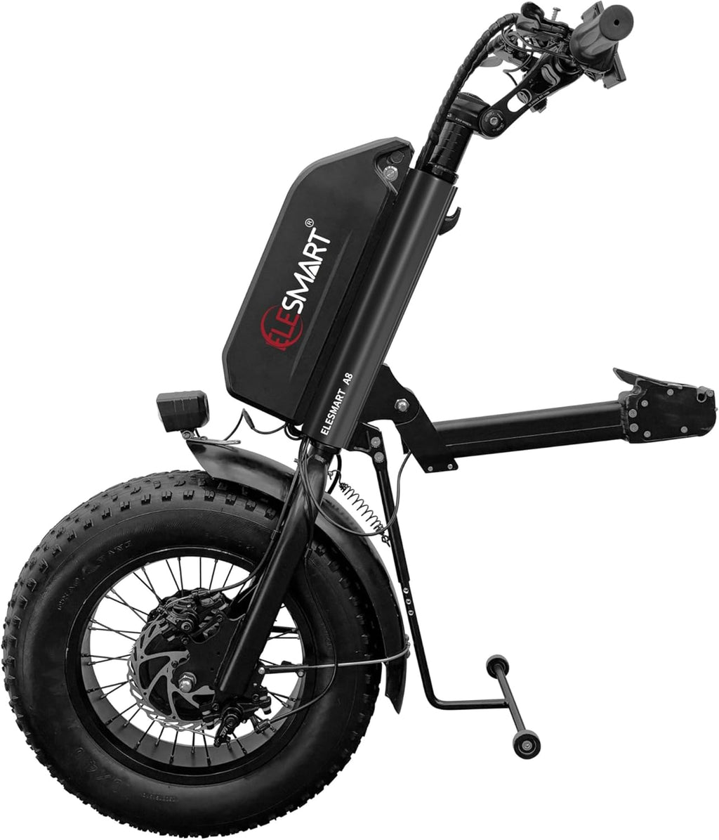 A8 Electric Handcycle Wheelchair Power Attachment, Wheelchair Motor Attachment for Manual to Electric Upgrade, 15 Ah, 48V 1000W, Center Connection, Black