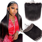 13x4 Lace Frontal Closure Straight Human Hair Ear to Ear HD Lace Frontal Closure Free Part Brazilian Straight Hair Extensions 150% Density Lace Frontal Human Hair Pre Plucked with Baby Hair 10 Inch