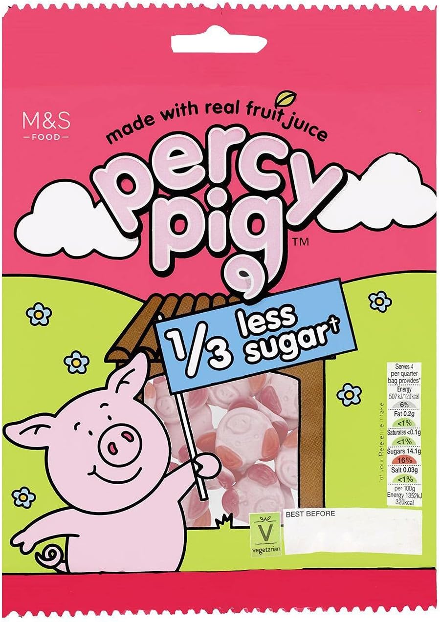 Percy Pig Reduced Sugar Gummy Sweets 150g x 2 M&S Marks & Spencer