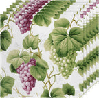 Watercolor Purple Grape Green Leaves Cloth Napkins Set of 6, 20x20 Inches Printed Dinner Napkins Cloth Washable, Table Napkins for Family Parties Weddings Holiday Dinner