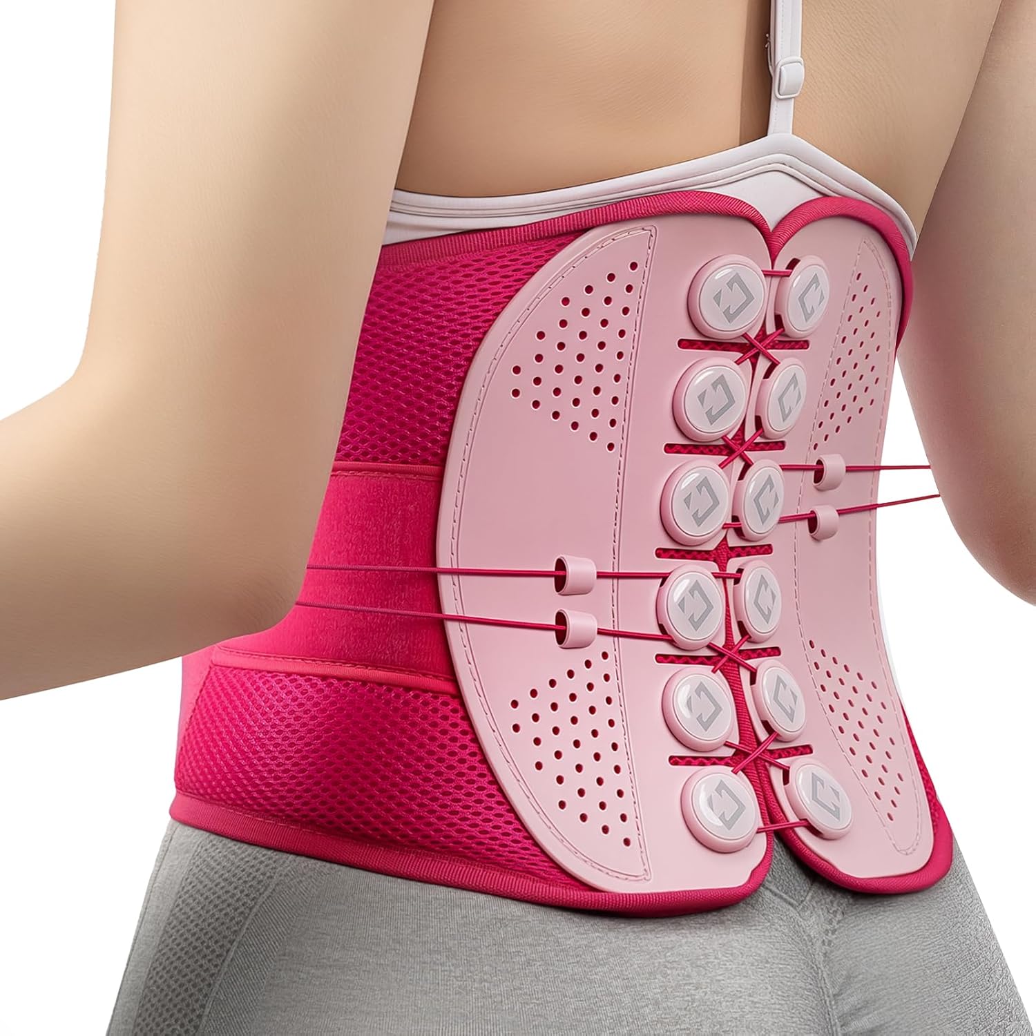 KKH Back Support Brace with Adjustable Pulley System, Ergonomic Back Brace for Lower Back Pain Women, Breathable Soft Mesh Lumbar Support Belt for Relief Sciatica Pain Herniated Disc