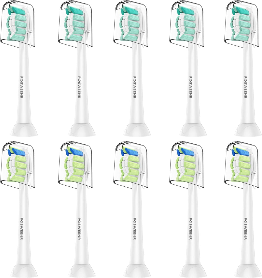 Replacement Toothbrush Heads Compatible with Philips Sonicare – Gentle & Effective Electric Tooth Brush Refill for Plaque Control, 10 Pack (White)