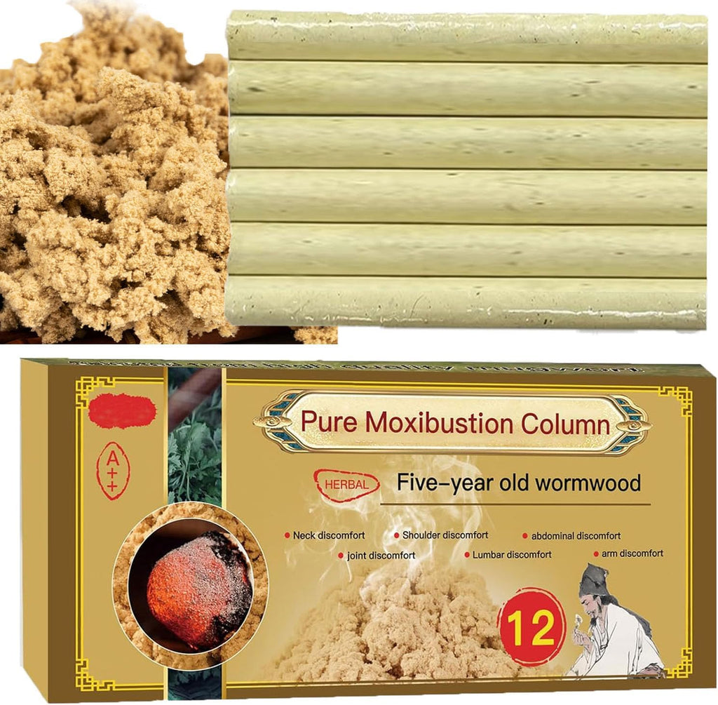 12 Rolls Moxa Stick for moxibustion 50:1 Extraction 3 Year Chen Mugwort Pure Moxa Rolls Herbal Handmade Wormwood Sticks for Gentle moxibustion 20cm