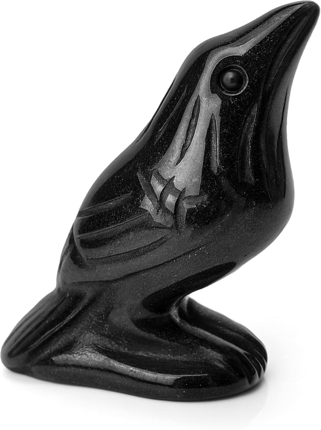 Natural Black Obsidian Raven Figurines 2 Inch Healing Crystal Animal Statues – Handmade Creative Bird Sculpture, Lucky Guardian Crow Figurine, Reiki Meditation Stone Ornament for Home Office Decor