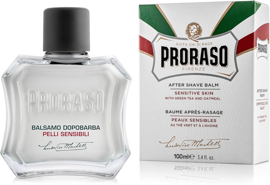 Proraso After Shave Balm - Oatmeal & Green Tea - Nourishing & Gentle Formula After Shave Cream for Sensitive Skin - Premium Italian Shaving for Men - 3.4oz