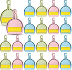 LemonRoad 24 Pcs Mini Broom and Dustpan Set with Handle, Nesting Tiny Cleaning Broom, Hangable, Back to School Supplies, for Classroom, Office, Desk, Car, Kitchen, Camping, Pet Area, 3 Colors