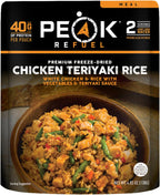 Peak Refuel Chicken Teriyaki Rice | 40g Protein | 580 Calories | 100% Real Meat | Premium Freeze Dried Backpacking & Camping Food | 2 Servings | Ideal MRE Survival Meal