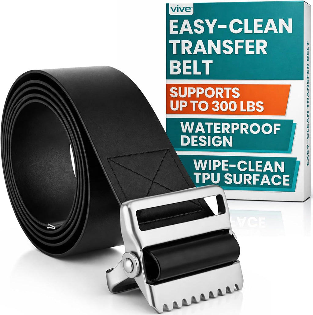 Vive Waterproof Gait Belt (60 Inch) - Easy-to-Clean, Wipeable Transfer Belt - Physical Therapy Belt with Quick Release Metal Buckle - Lift & Walking Assist Device for Seniors, Elderly and Bariatric