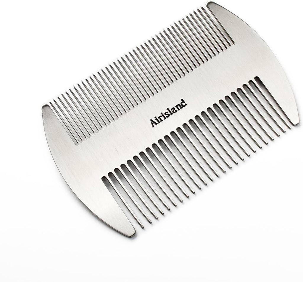 Airisland Dual Action Stainless Steel EDC Credit Card Size Wallet Comb - Anti-Static Hair and Beard Comb for Men