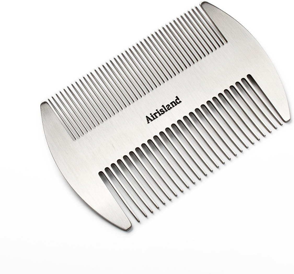 Airisland Dual Action Stainless Steel EDC Credit Card Size Wallet Comb - Anti-Static Hair and Beard Comb for Men
