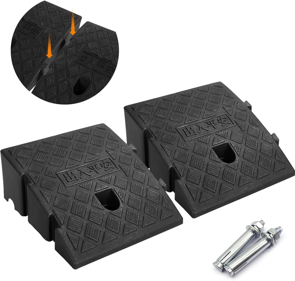 CertBuy 2 Pack Curb Ramp 5 Inch Rise, Portable Lightweight Plastic Driveway Curb ramps, Threshold Ramps Set for Loading Dock, Driveway, Sidewalk for Scooter, Wheelchair, Car, Truck, Motorcycle, Dolly