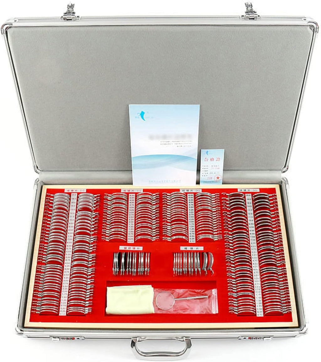 NICHOY 266 Pcs Optical Trial Lens Set Kit,Metal Rim Aluminum Case,Large Aperture Optometry Box, Metal Ring Lens Box,High Light Transmittance,Insert Optometry Box(Color:Sliver,Size:266pcs)