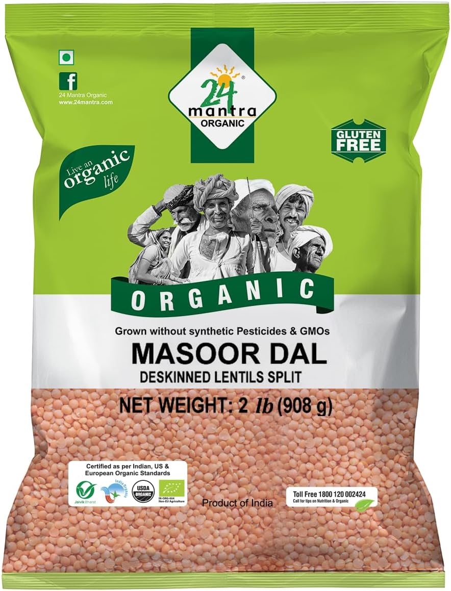 24 Mantara 24 Mantra Organic Masoor Dal - 2 Lb,, 2 Pound