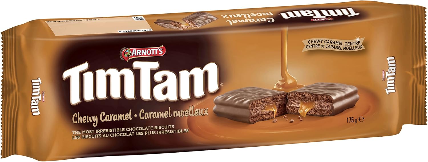 Arnott’s Tim Tam Chewy Caramel Chocolate Biscuits – 175g (6.2oz) – Classic Australian Treat