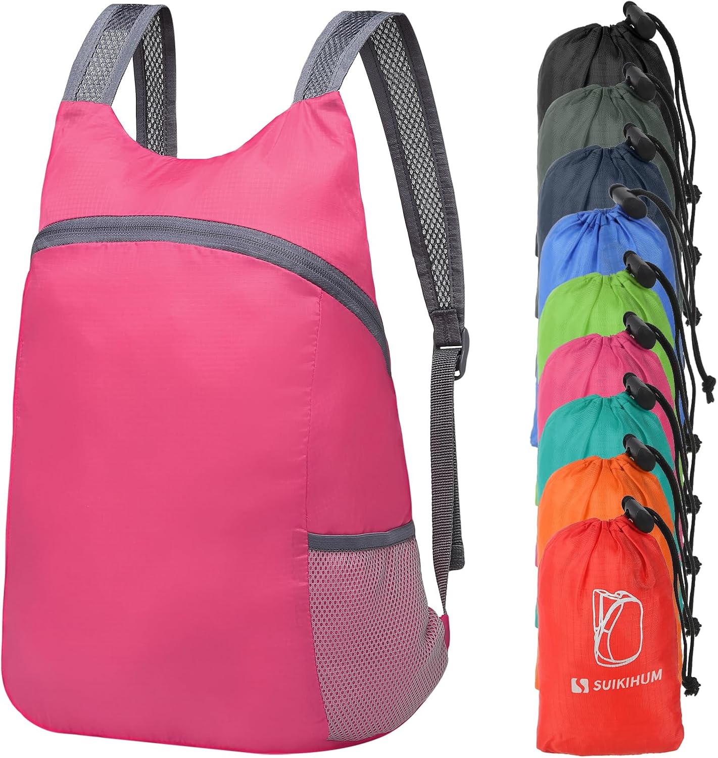 20L Ultra Hiking-Daypack Lightweight Foldable Travel Packable Backpack for Camping Cycling Outdoor,rose Red