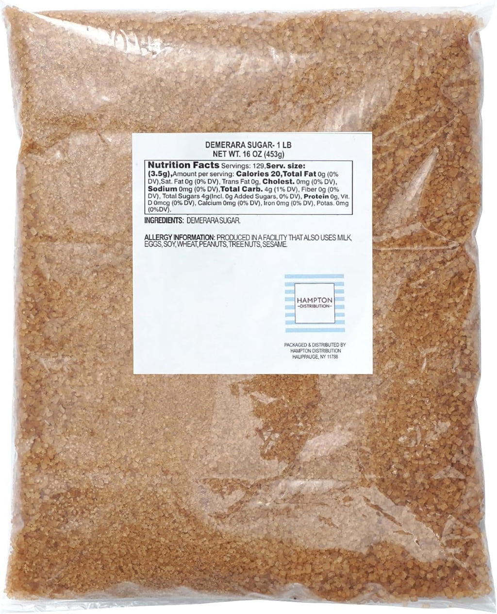 Demerara Sugar, 1 Pound Bulk Bag, Hampton Distribution