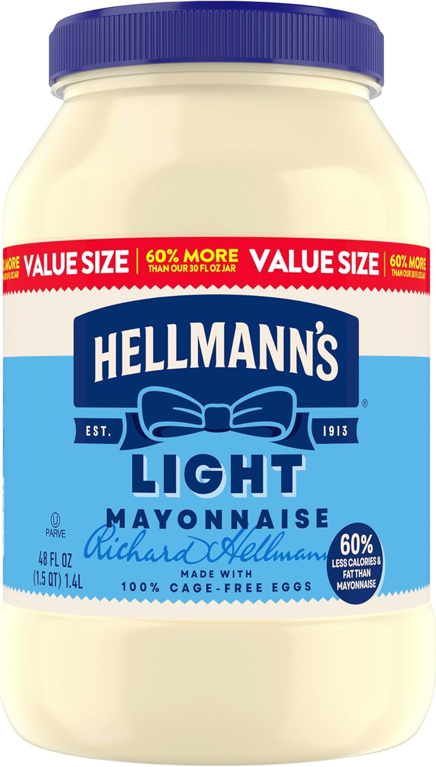 Hellmann's Creamy Light Mayonnaise Light Mayo Made with Cage Free Eggs 48 FL oz