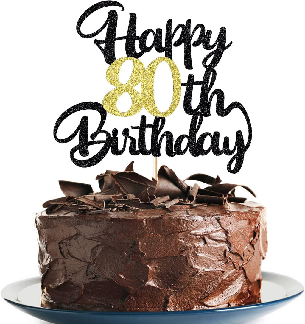 80th Happy birthday cake topper happy birthday cake decoration 80th birthday party decoration gift plugin (80)