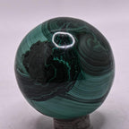 43mm 160g Banded Dark Green Malachite Sphere Polished Natural Gemstone Crystal Mineral Décor Ball - Congo + Stand