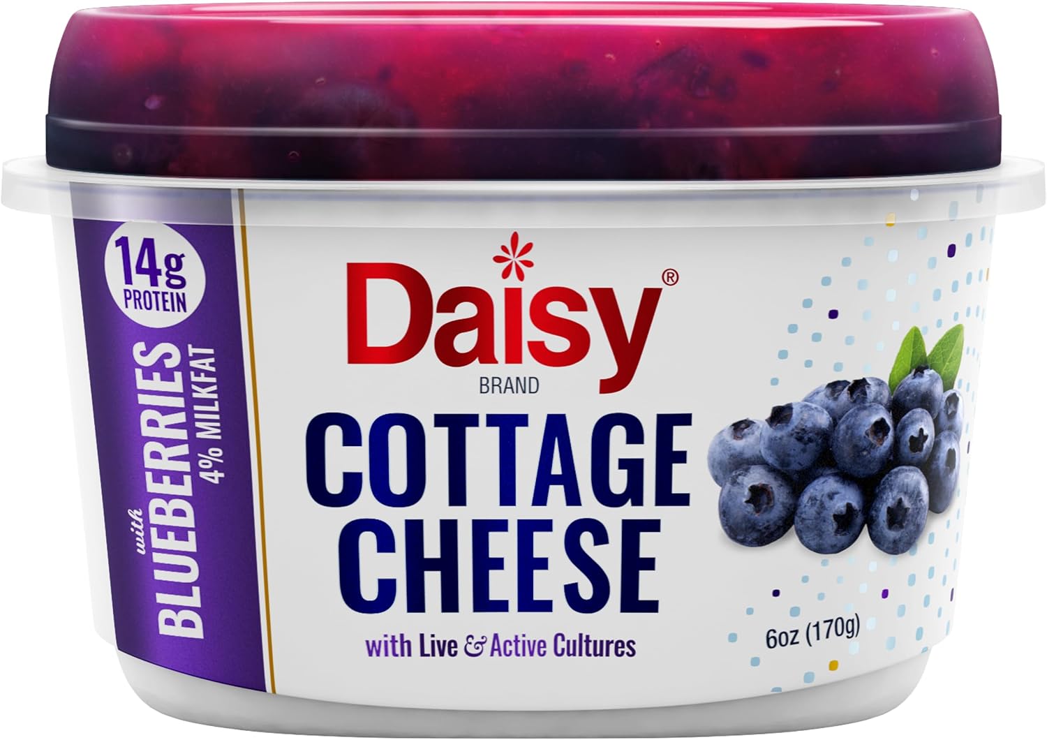 DAISY Blueberry Single 4% Cottage Cheese, 6.0 Oz, 6 OZ