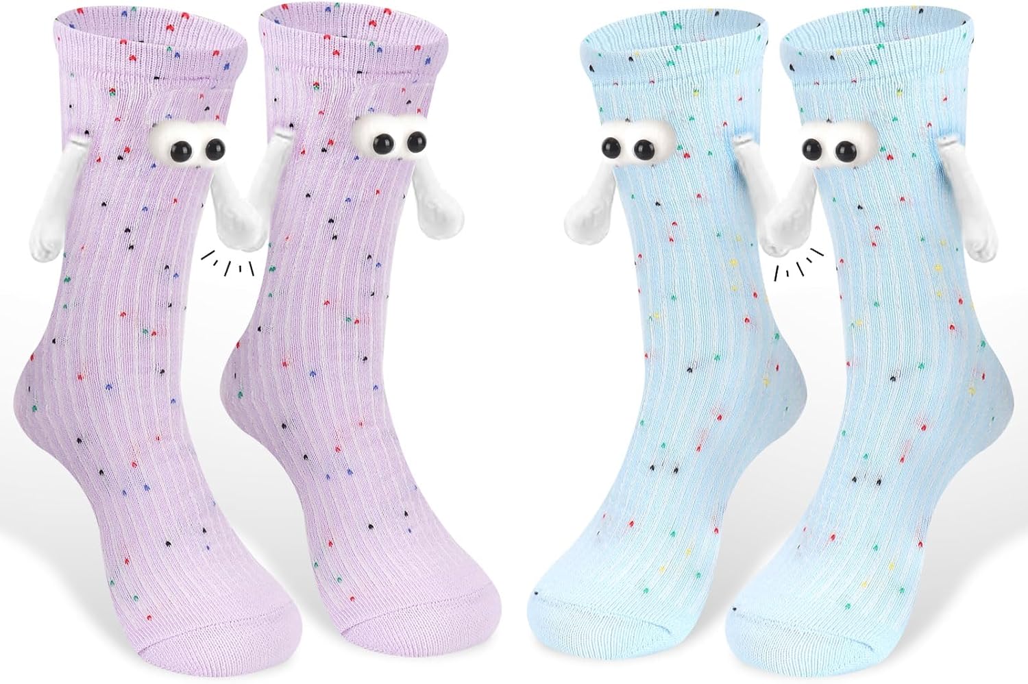 ABTOLS 2 Pairs Colorful Funny Couple Socks Magnetic Hand Holding Socks for Women Men