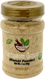 Desi Kitchen Spices All Natural | Salt Free | Vegan | NON GMO | Indian Pure Green Cardamom Ground (Green Elaichi Powder) 3oz With Freshness and Aroma Guaranty