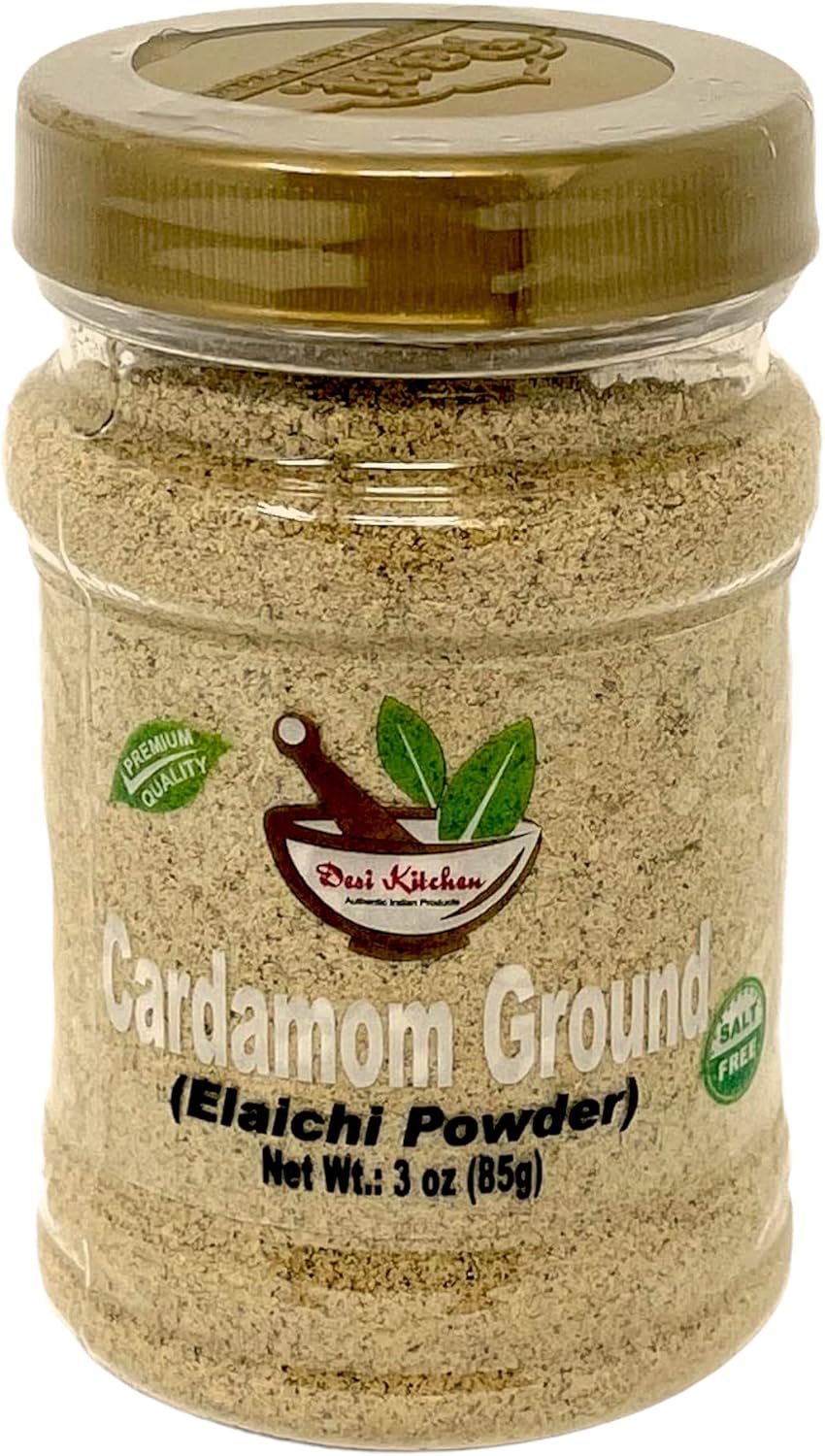Desi Kitchen Spices All Natural | Salt Free | Vegan | NON GMO | Indian Pure Green Cardamom Ground (Green Elaichi Powder) 3oz With Freshness and Aroma Guaranty
