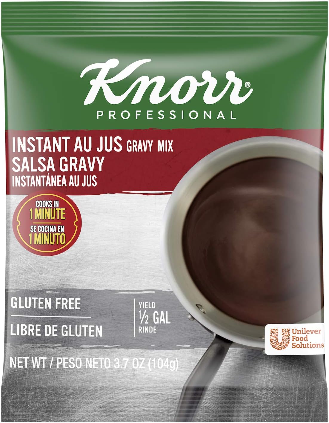Knorr Professional Instant Au Jus Gravy Mix Gluten Free, No Artificial Flavors or Preservatives, No added MSG, Dairy Free, Colors from Natural Sources, 3.7 oz, Pack of 12