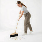 Horse Hair Broom with Long Handle: Wooden Heavy Duty Floor Broom Soft Bristle Pine Sweeper Household Cleaning Tool for Home Kitchen Office Indoor Outdoor