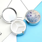 Pill Box Pill Case for Woman Weekly Pill Organizer with 3 Compartments Purple Border Flowers Small Pillbox Pill Container Portable Vitamin Holder Boxes for Travel Medicine Organizer