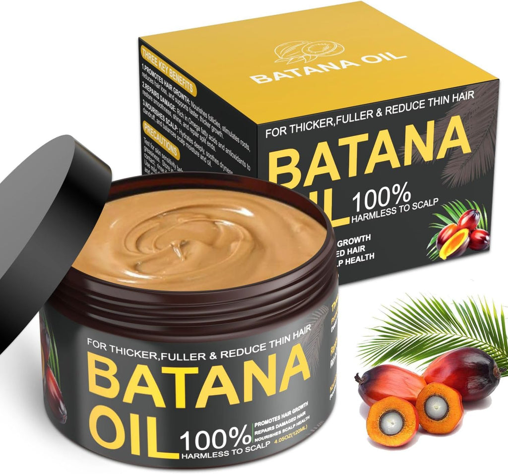 Batana Oil for Hair Growth, 100% Natural Pure Batana Oil Paste from Dr. Sebi Honduras, Prevents Hair Loss, Enhances Thickness, Organic Raw Scalp Mask for Women & Men (4.05 Oz)