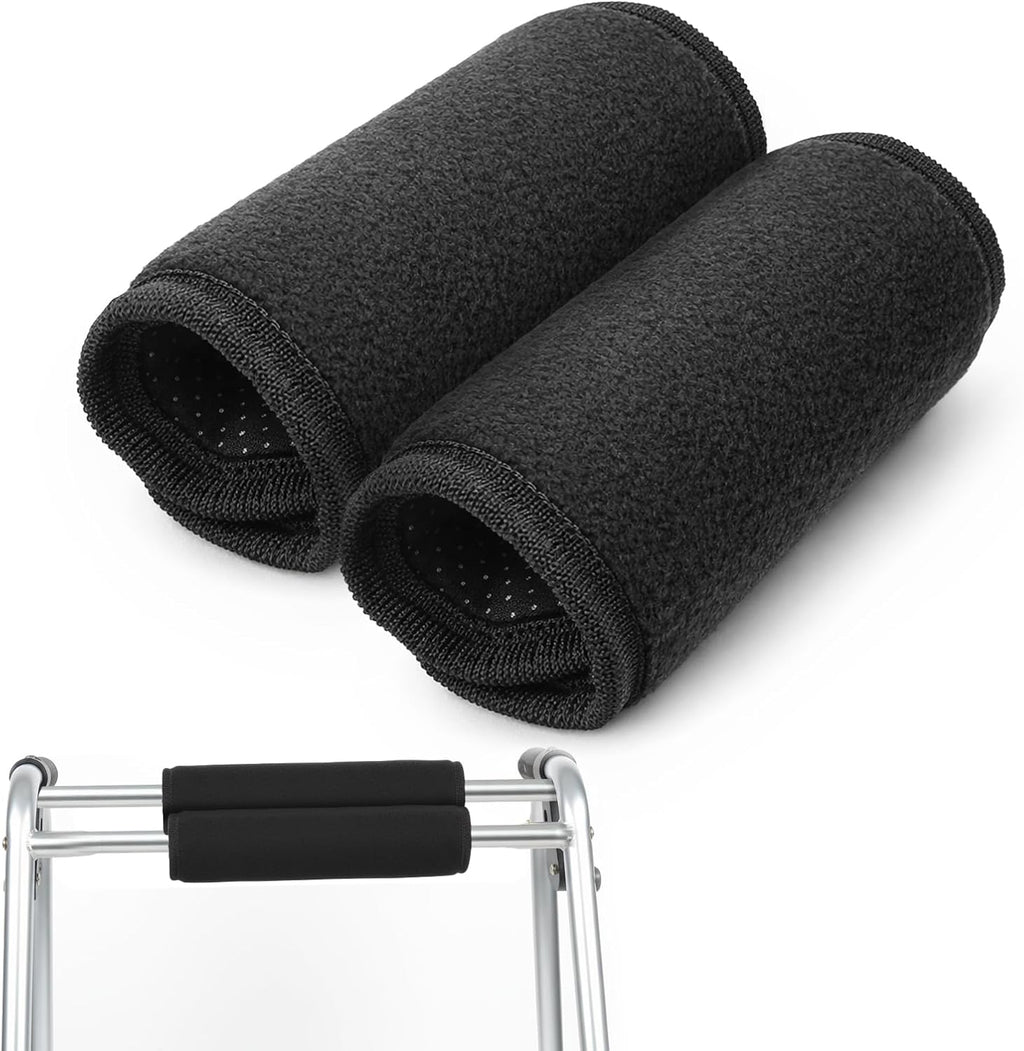 2 PCS Walker Handle Cushions, Padded Hand Grip Covers for Rolling Wheelchair, Crutches, Rollator, Universal Adjustable Non-Slip Washable Grips