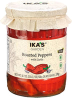 Ika’s Garden Roasted Peppers with Garlic, 18.7 oz – Fire-Roasted Sweet Peppers in Olive Oil | Vegan | Gluten-Free | GMO-Free | Ready-to-Serve