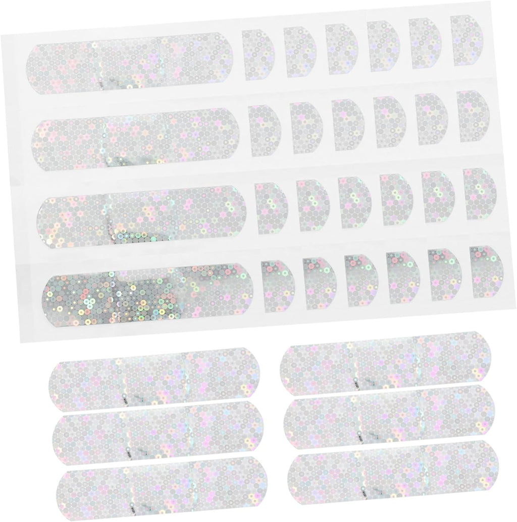VOSAREA 100Pcs Glitter Adhesive Bandages Breathable Care Stickers with Stylish Sparkle Design for Adults Wound Protection and Skin Friendly Patch