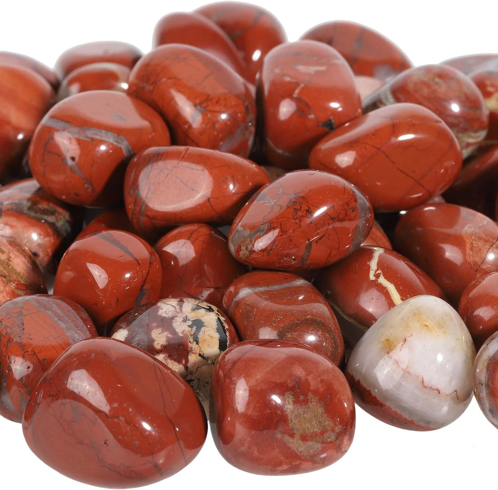 TUMBEELLUWA 1 LB Red Jasper Tumbled Stones Bulk for Crafts Vase Filler Landscape Decor, Natural Healing Crystal for Meditation Witchcraft