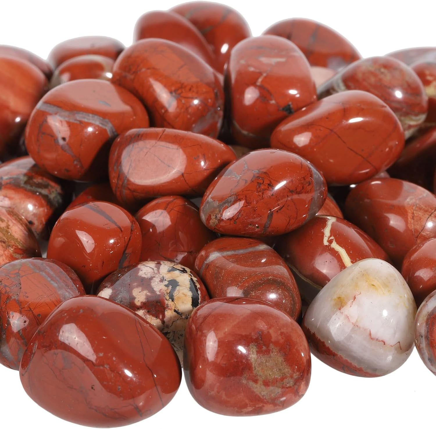TUMBEELLUWA 1 LB Red Jasper Tumbled Stones Bulk for Crafts Vase Filler Landscape Decor, Natural Healing Crystal for Meditation Witchcraft