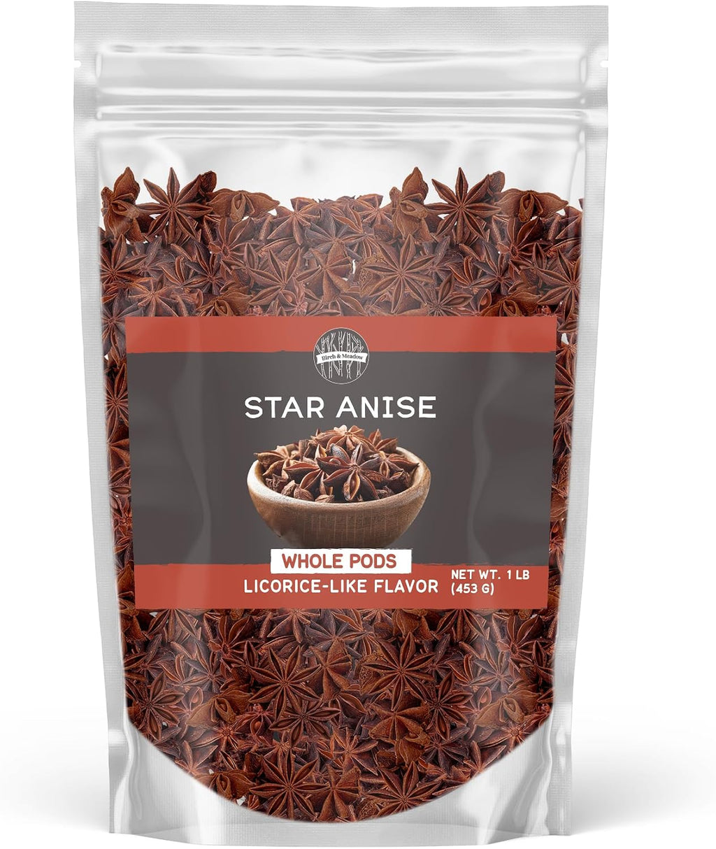 Birch & Meadow Whole Star Anise, 1 lb, Whole Pods, Teas & Baking