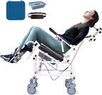 Reclining Shower Chair, Medical Shower Chair with Arms and Back Hospital Toilet Chair, Potty Chair for Adults Bathroom Wheelchairs with Soft Seat Cushions and Safety Belts