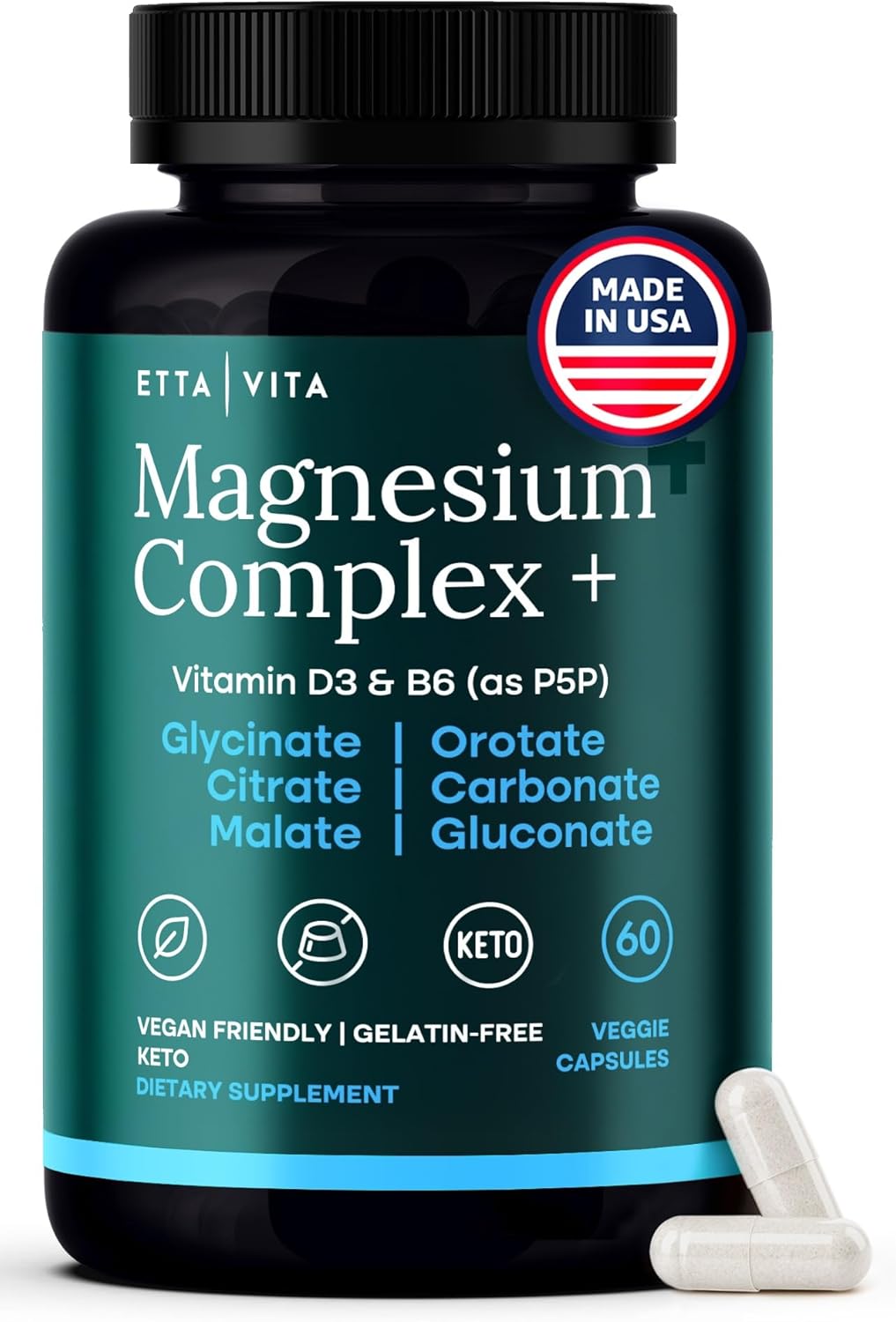 Magnesium Glycinate Complex 500mg (7-in-1) with D3, B6 (P5P) & Manganese - Multi-Form Blend - Supports Sleep & Muscle Health [Oxide-Free]