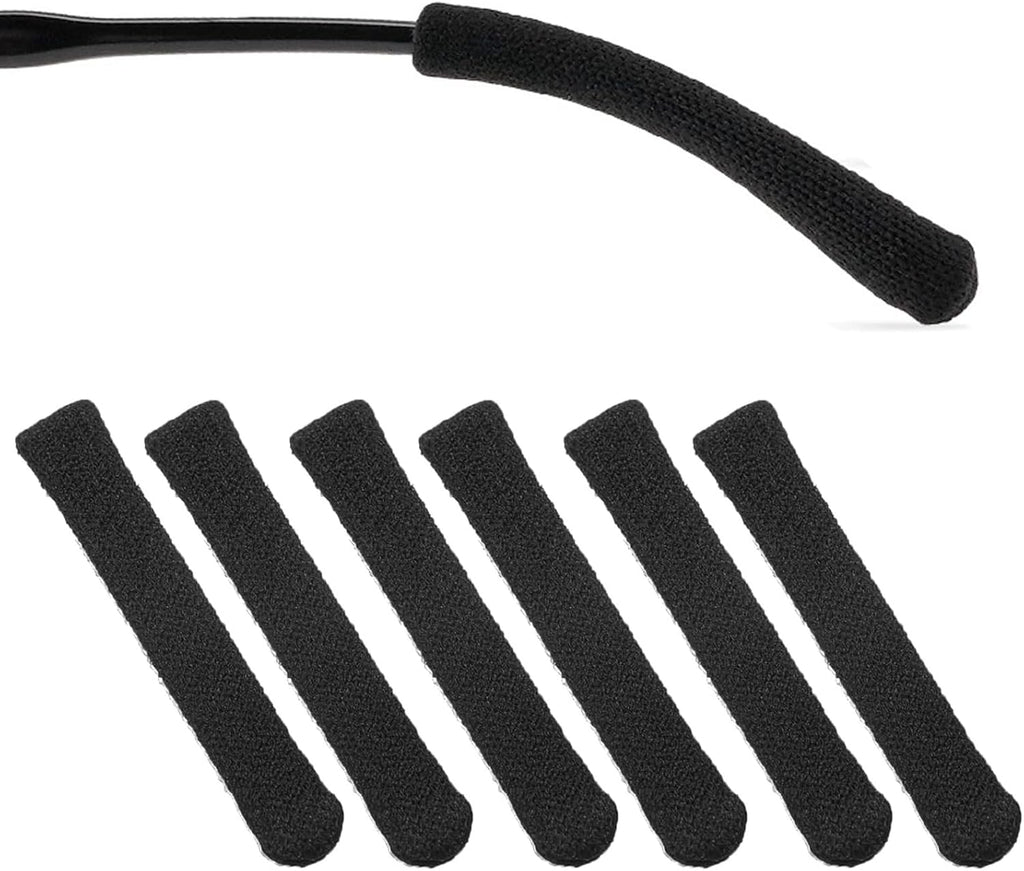 SAMLOO 3 Pairs Eyeglasses Ear Cushions for Glasses Eyeglasses Temple Tips Sleeve Protectors Non-Slip Comfortable Elastic Glasses Ear Cushion Eyeglass Ears Behind Guards Ends Arm Covers (3, Black)