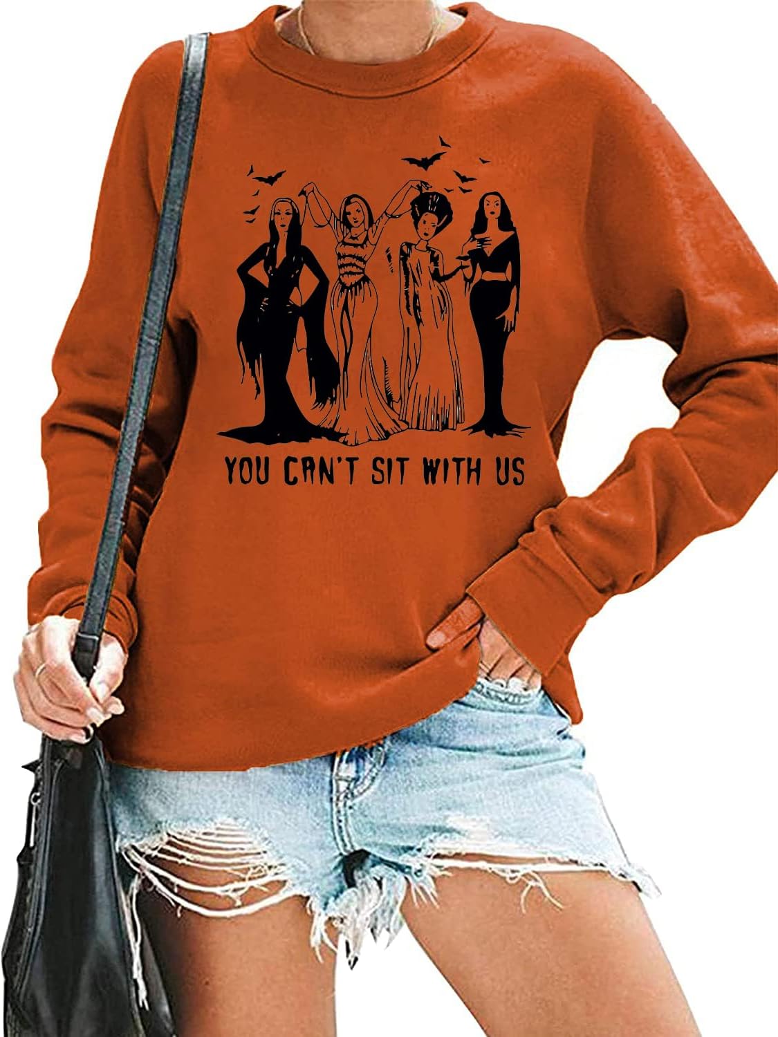 Ghoul Gang Halloween Sweatshirt Women Vintage Horror Movies Graphic Tee Goth Queens Shirt Long Sleeve Pullover Tops