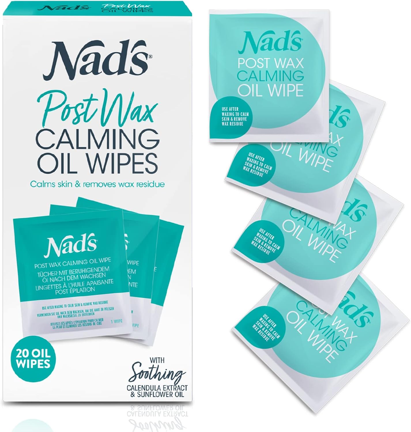 Nad's Post Wax Calming Oil Wipes Refill Pack - 20 Wipes, After Wax Remover