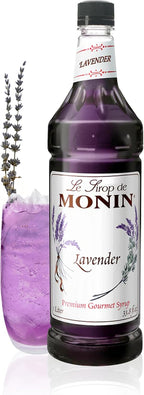 Monin - Lavender Syrup | Aromatic & Floral, Premium Syrup for Cocktails, Lattes & More | Clean Label with No Artificial Flavors, No Artificial Preservatives (BPA Free Bottle, 33.8 fl oz)