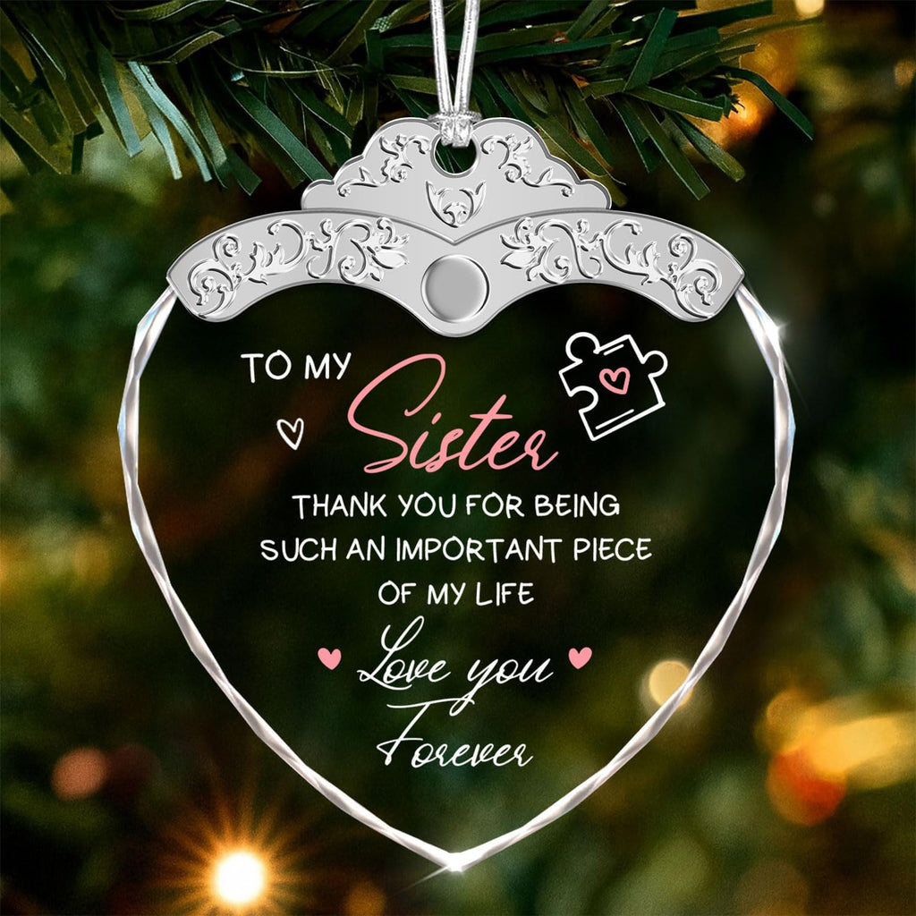 Glass Ornament - Gifts from Sister Brother - to My Sister - Unique Birthday Present for Sister - Birthday Gift Idea - Sentimental Keepsake - Wine Bottle Decor