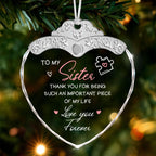 Glass Ornament - Gifts from Sister Brother - to My Sister - Unique Birthday Present for Sister - Birthday Gift Idea - Sentimental Keepsake - Wine Bottle Decor