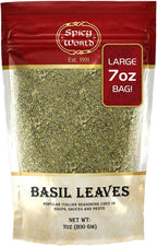 Dried Basil Leaves 7oz (200g) - Natural, Non-GMO, Vegan, Ayurveda Herb - by Spicy World