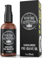 Viking Revolution Sandalwood Pre-Shave Oil for Men - Smooth, Irritation-Free Shave, 1 Fl Oz - All Skin Types