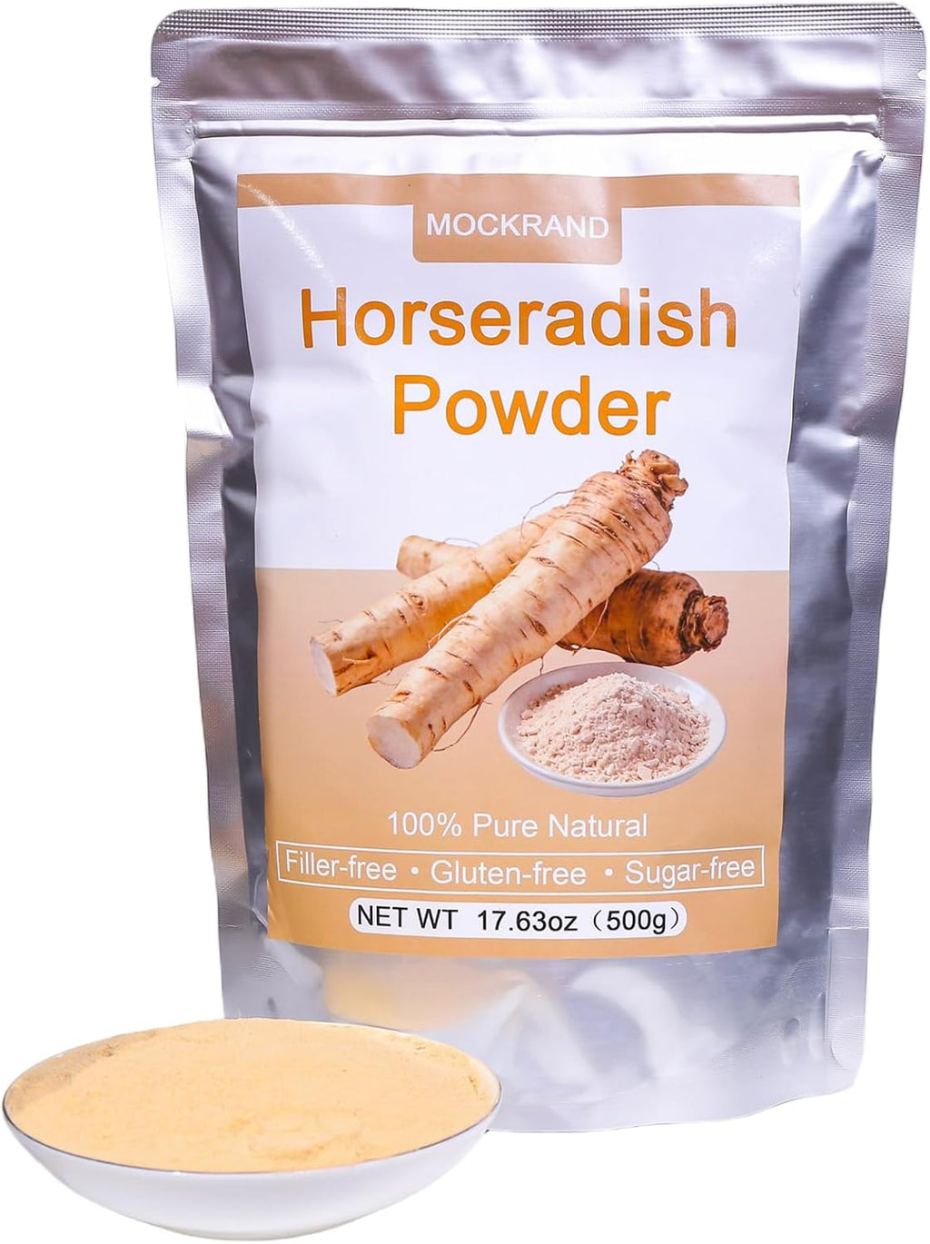 MOCKRAND Horseradish Powder, 17.64 oz/1.1 lb, Strong Flavor, Sharp & Spicy, Dried Horseradish,Fine Powder, Dips & Sauces