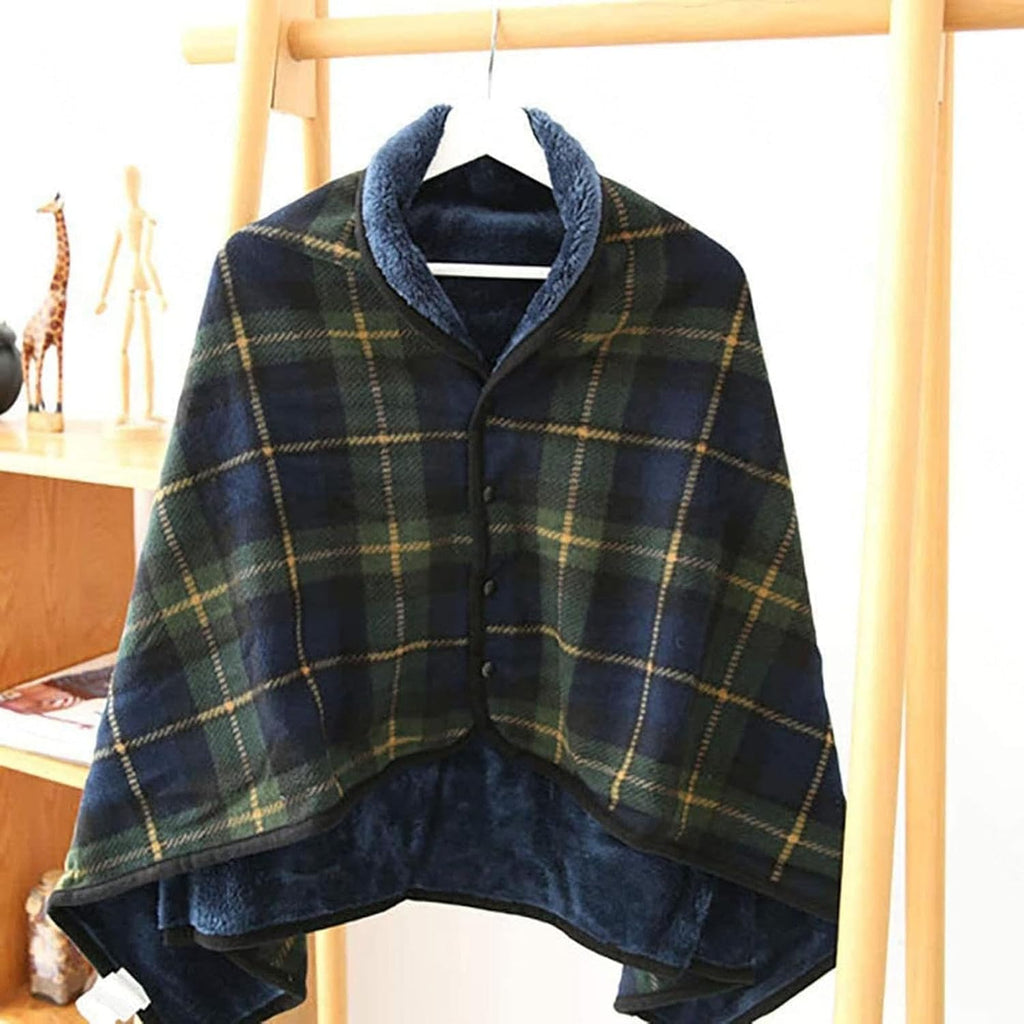 REUset Fleece Wheelchair Blanke, Wearable Thickening Wearable Thickening Old Man Shawl with Buttons Super Soft Plush Wheelchair Care Shaw for Lap Bed Sofa Office