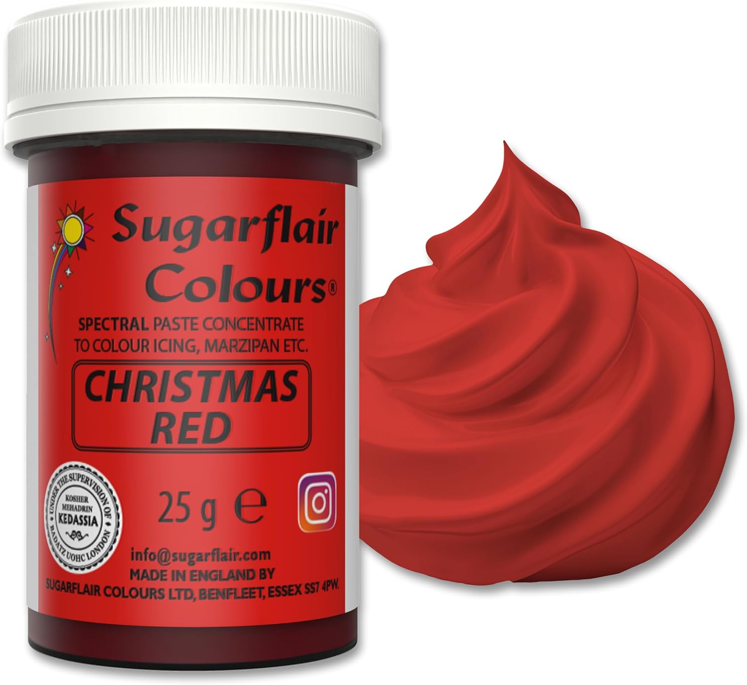 Valentines day, Red Sugarflair Spectral concentrated paste, Food Colouring, cake decoration- Chrsitmas Red. by Culpitt